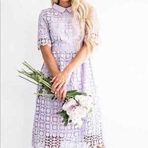 JessaKae Romantic Lace Midi Dress in Lavender